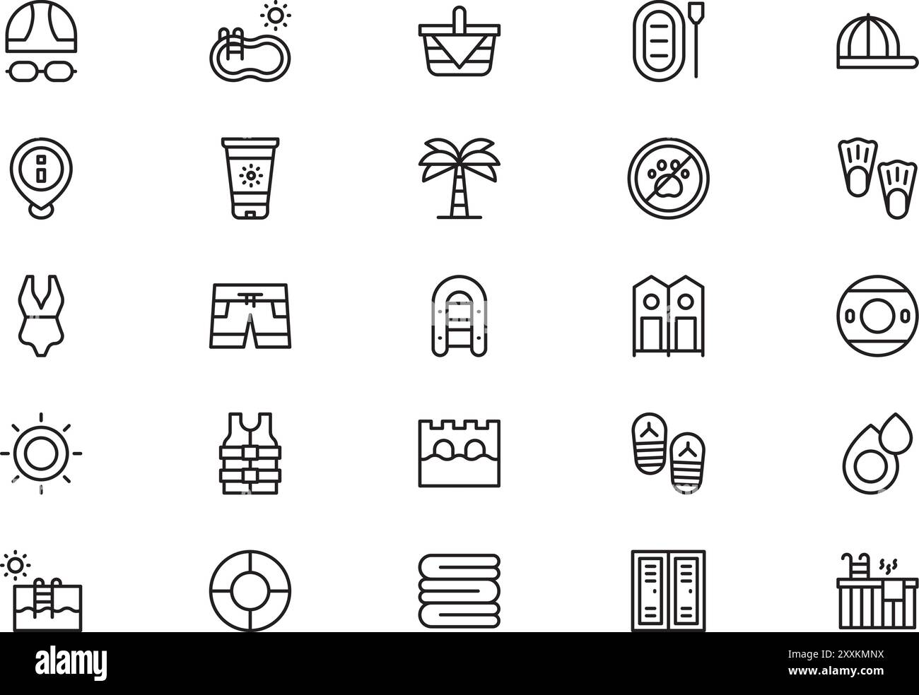 Water park icons collection is a vector illustration with editable