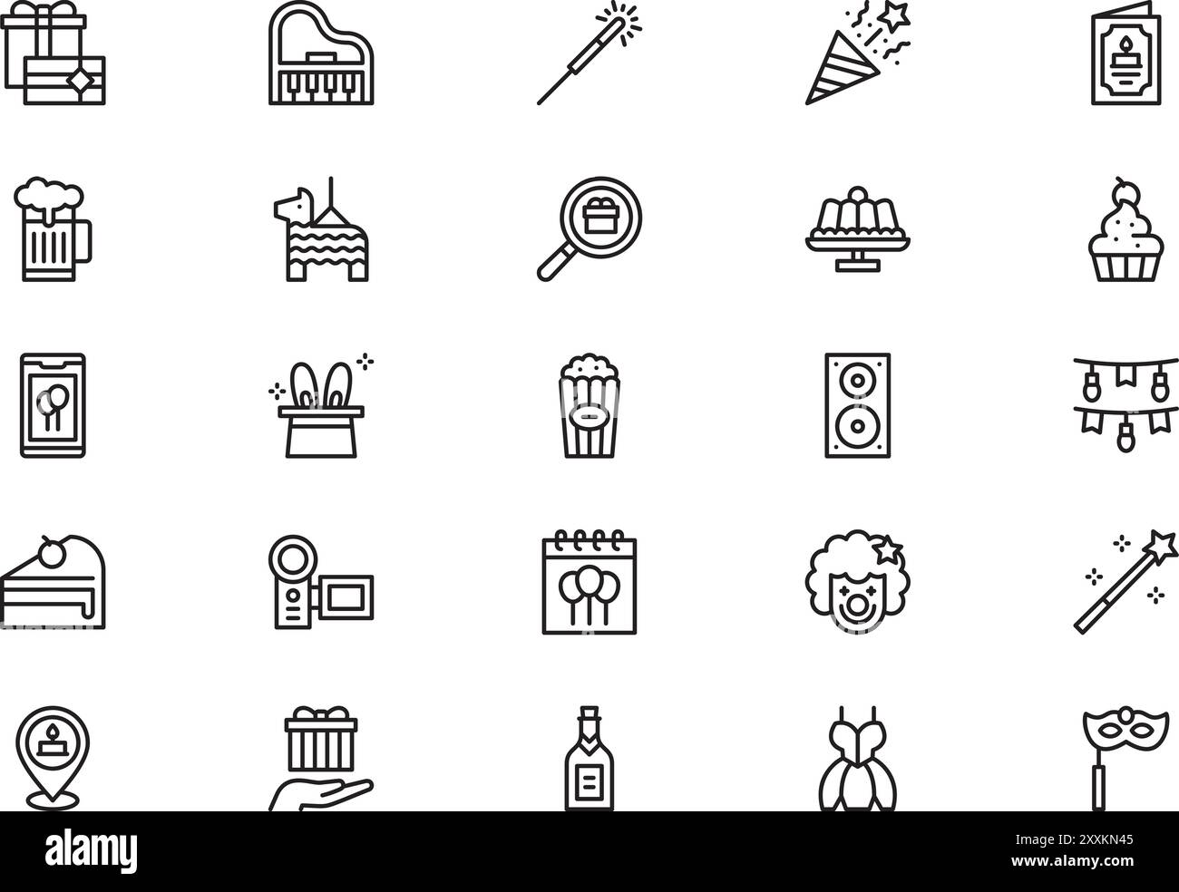 Birthday icons collection is a vector illustration with editable stroke ...