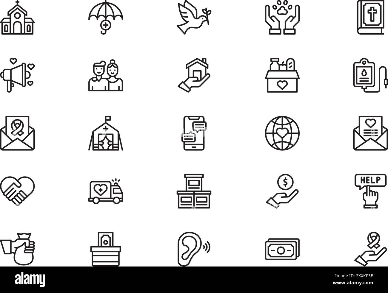 Kindness icons collection is a vector illustration with editable stroke ...