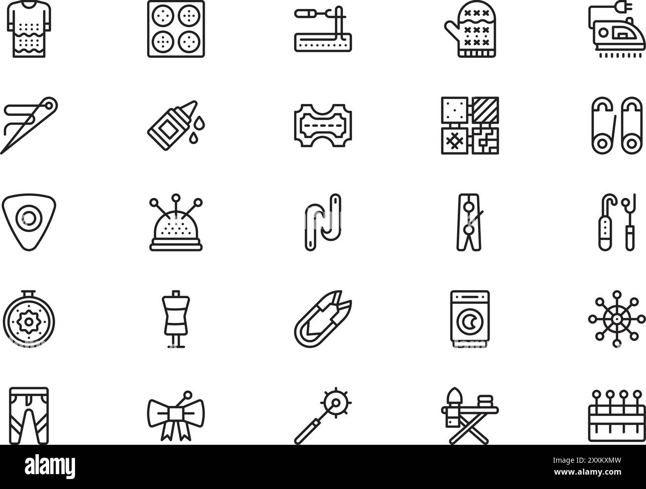 Needlework icons collection is a vector illustration with editable ...