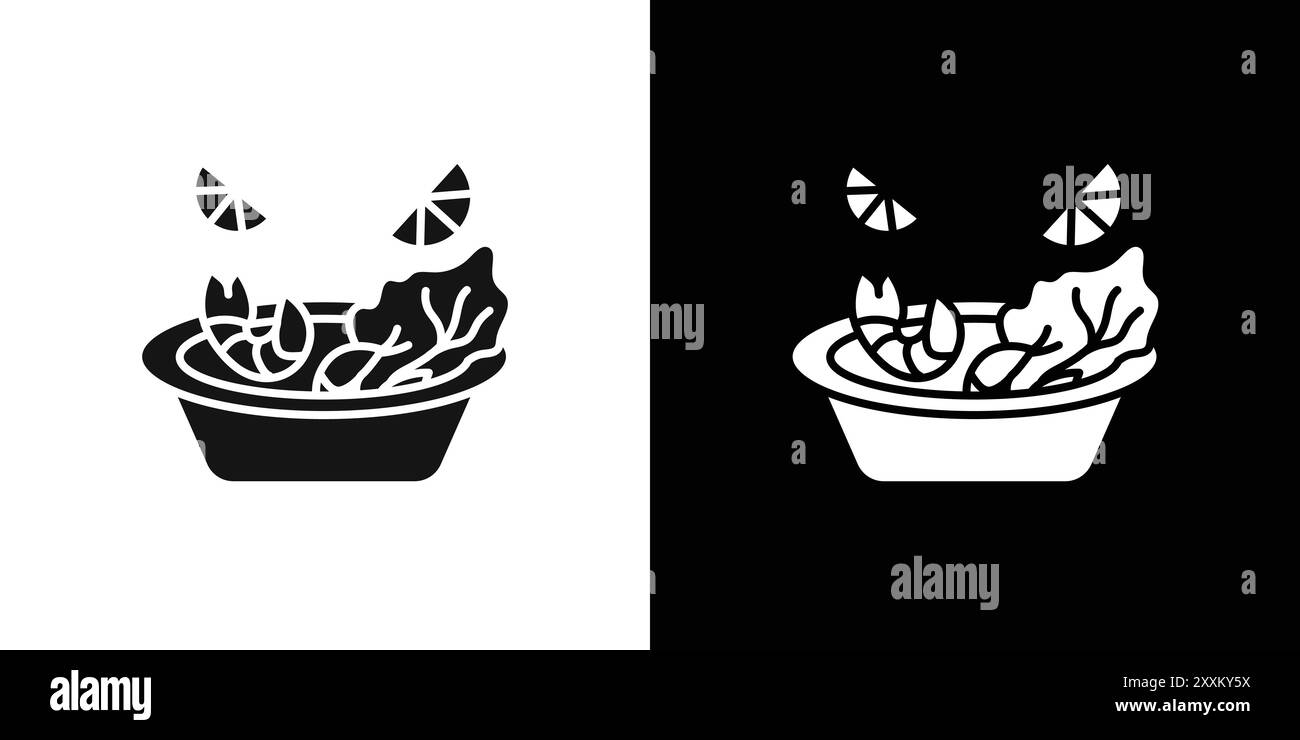 Ceviche icon Vector symbol or sign set collection in black and white ...