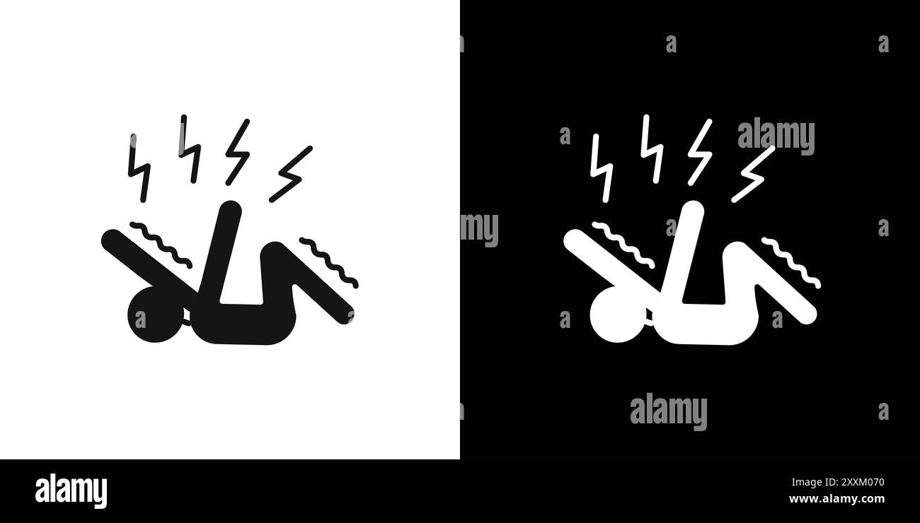 Epilepsy icon Vector symbol or sign set collection in black and white outline Stock Vector