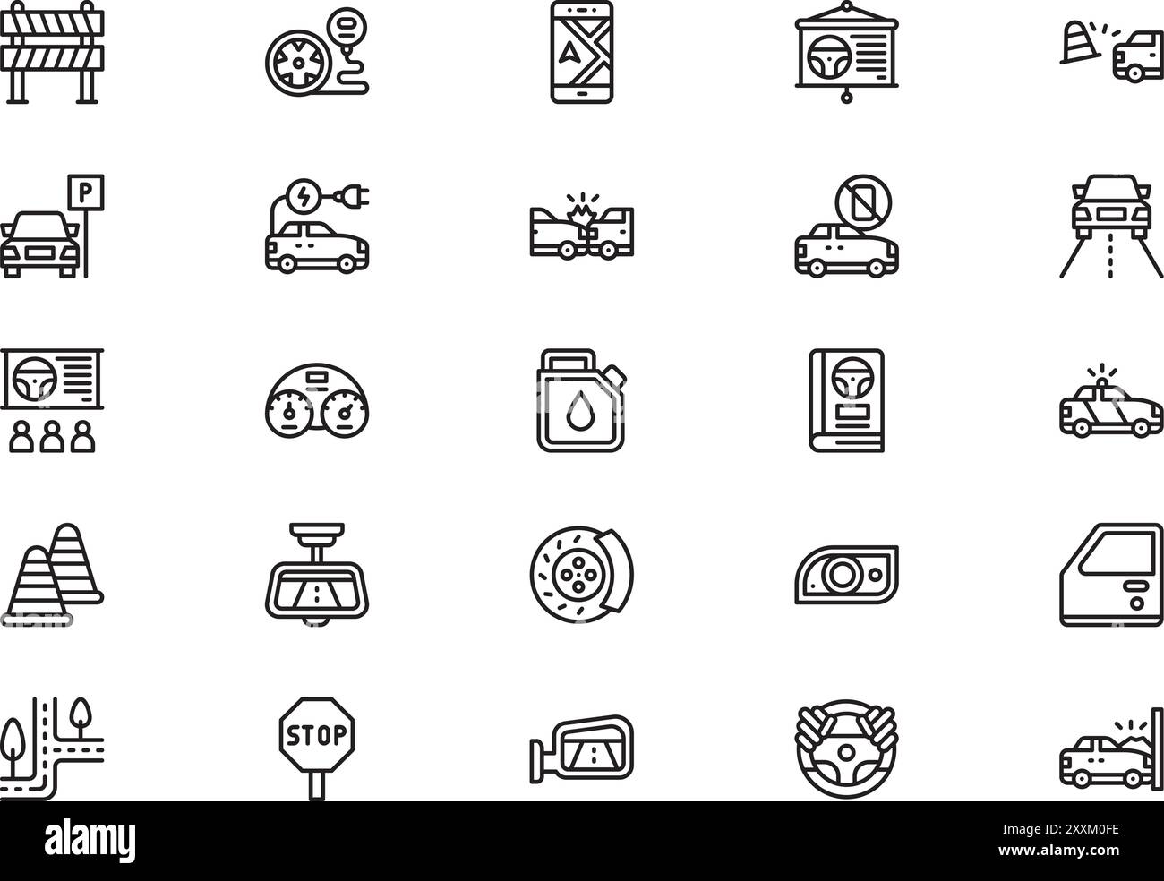 Car and driving icons collection is a vector illustration with editable ...