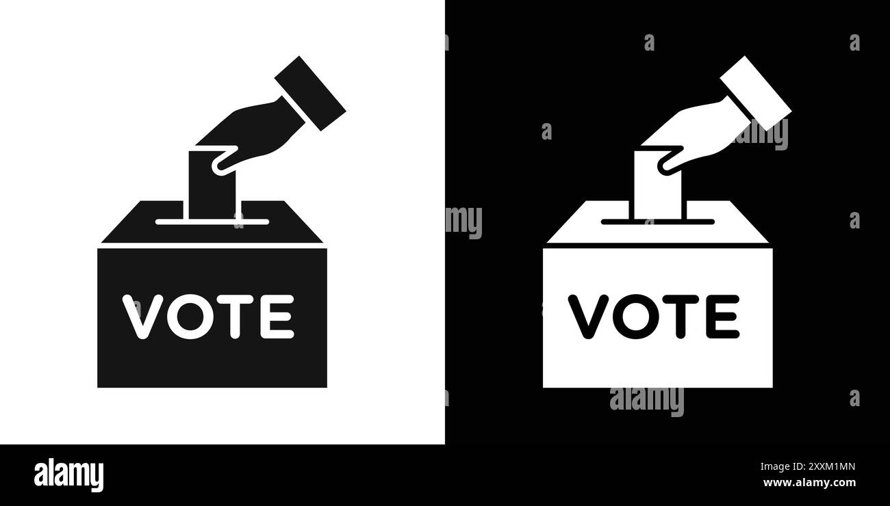 Voting Ballot Box Icon Vector Symbol Or Sign Set Collection In Black 
