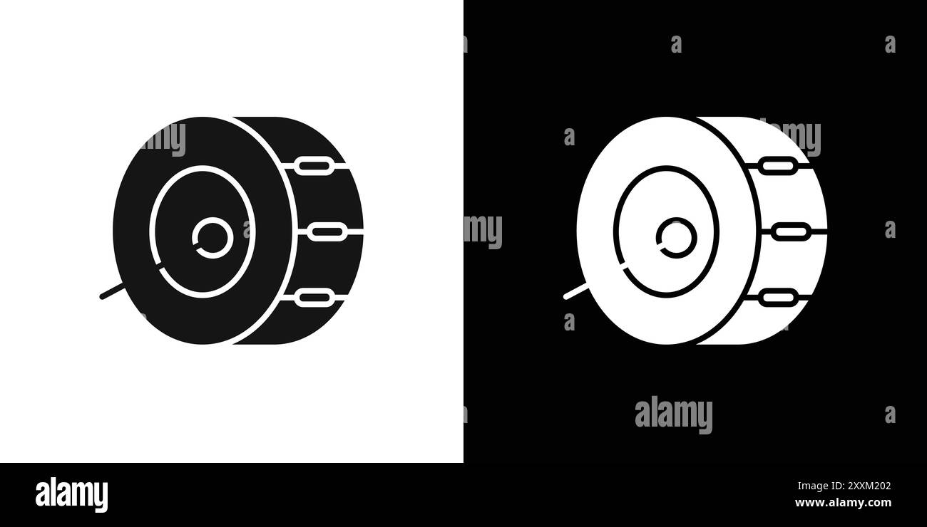 Snare Drum icon Vector symbol or sign set collection in black and white ...