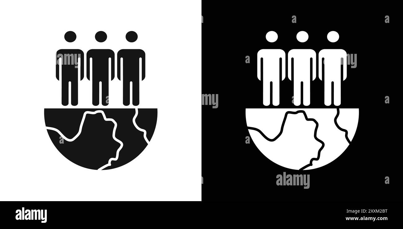 World population icon Vector symbol or sign set collection in black and ...