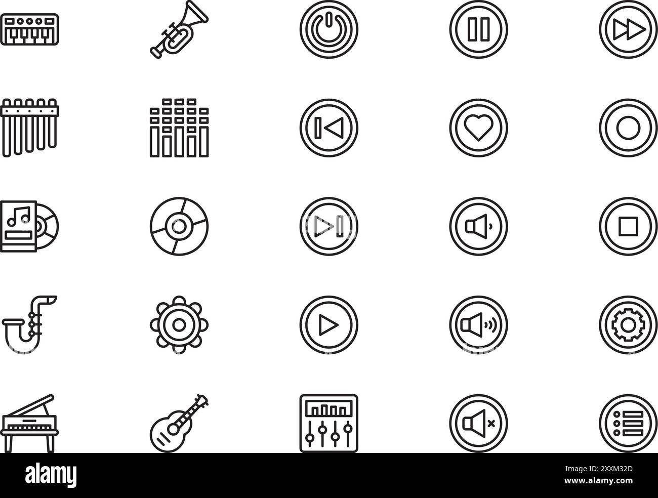 Music icons collection is a vector illustration with editable stroke ...