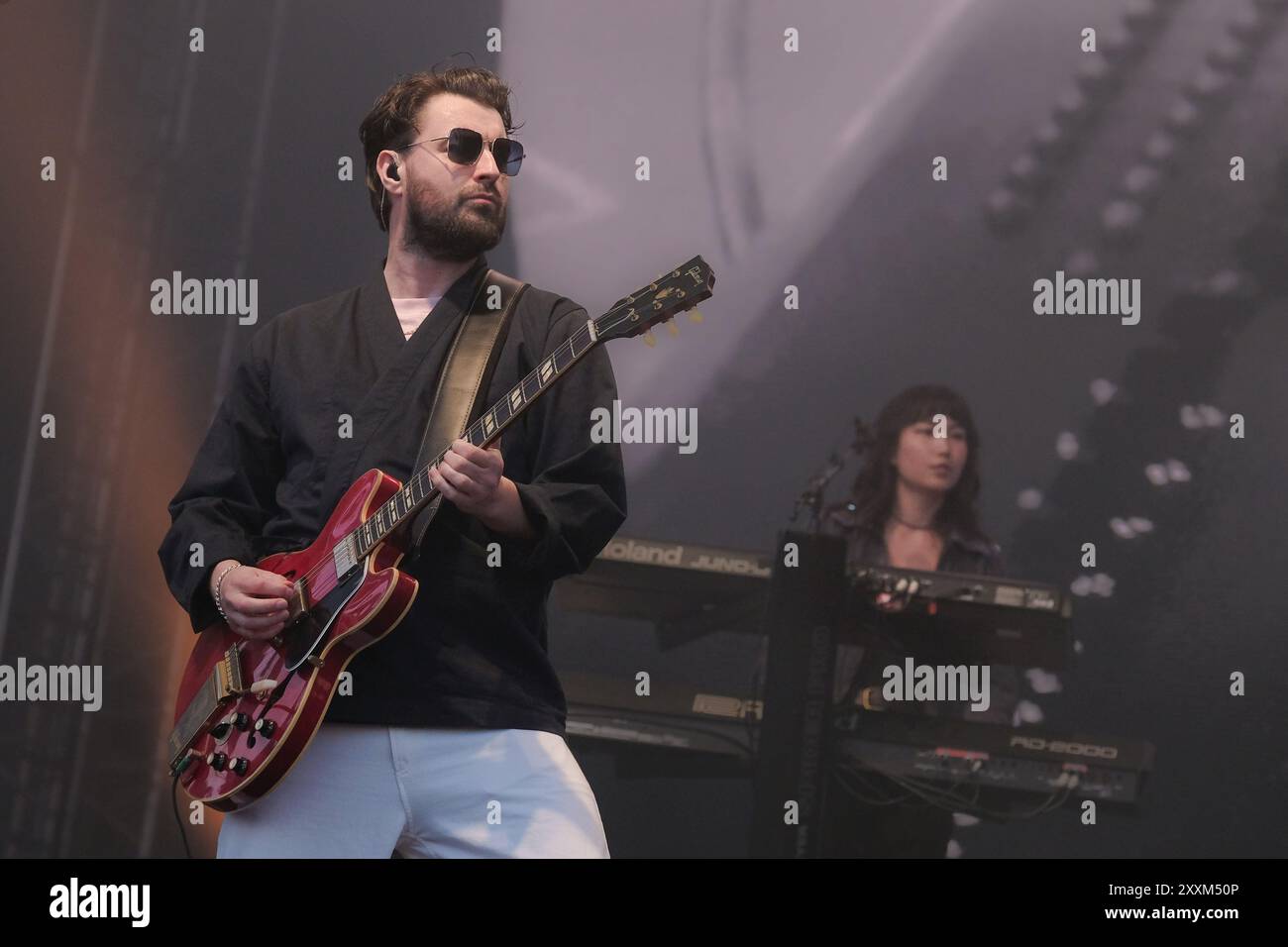 Liam Ryan James Fray, lead singer and guitarist with British band Courteeners performing live on stage at Victorious Festival. Stock Photo