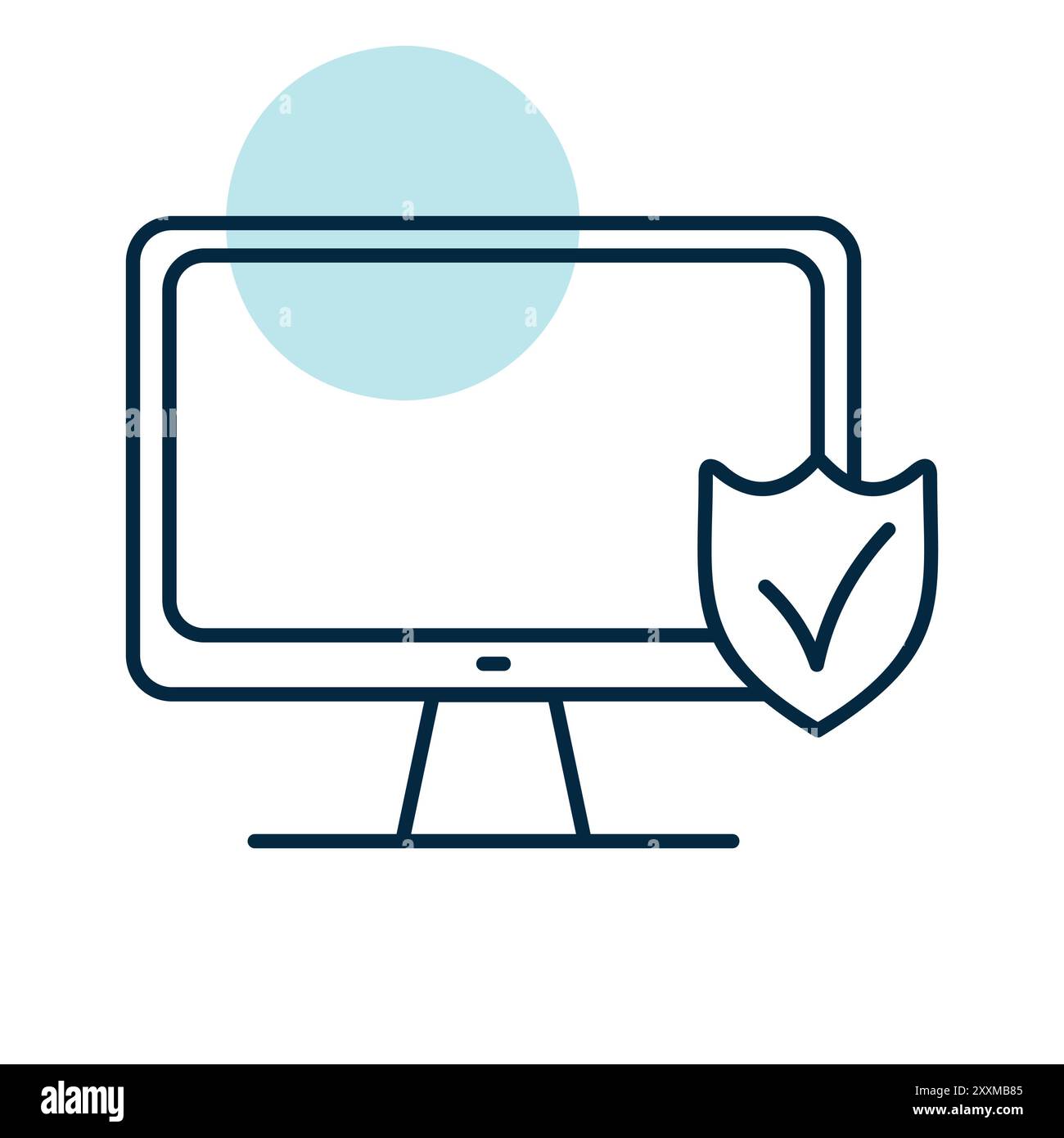 Monitor with shield and check mark vector icon. Security sign. Graph ...
