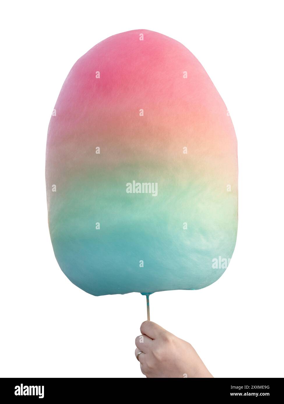 colorful Cotton candy roll in hand isolated on white background Stock ...