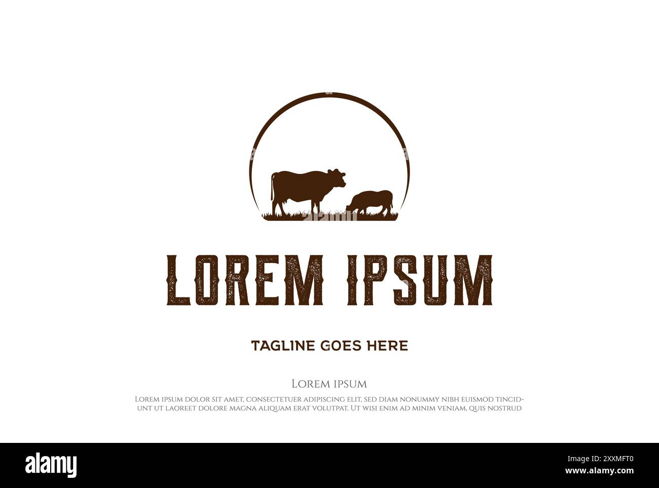 Sunset Sunrise Angus Cow Cattle Livestock Farm Logo Design Vector Stock ...