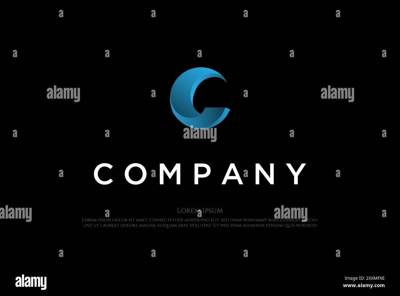 Blue Modern 3D Initial Letter C Logo Design Vector Stock Vector
