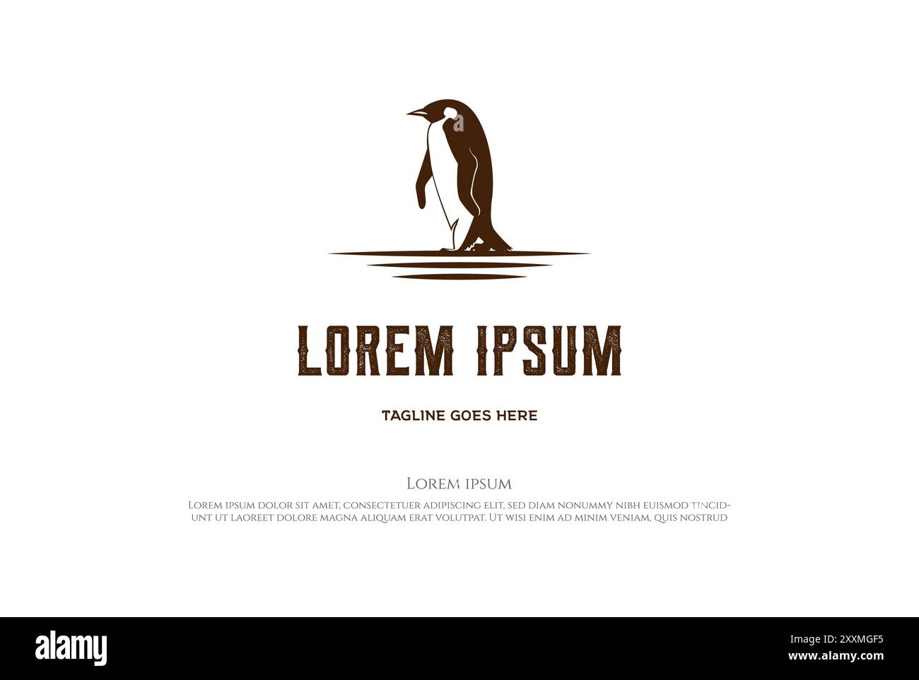 Simple Minimalist Ice Snow Walking Penguin Logo Design Vector Stock ...