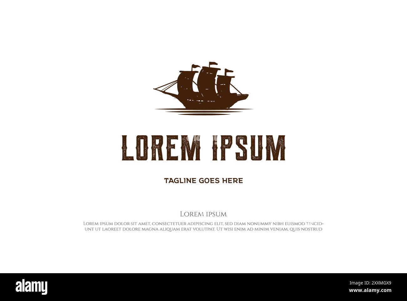 Vintage Retro Rustic Sailing Ship Silhouette Logo Design Vector Stock ...