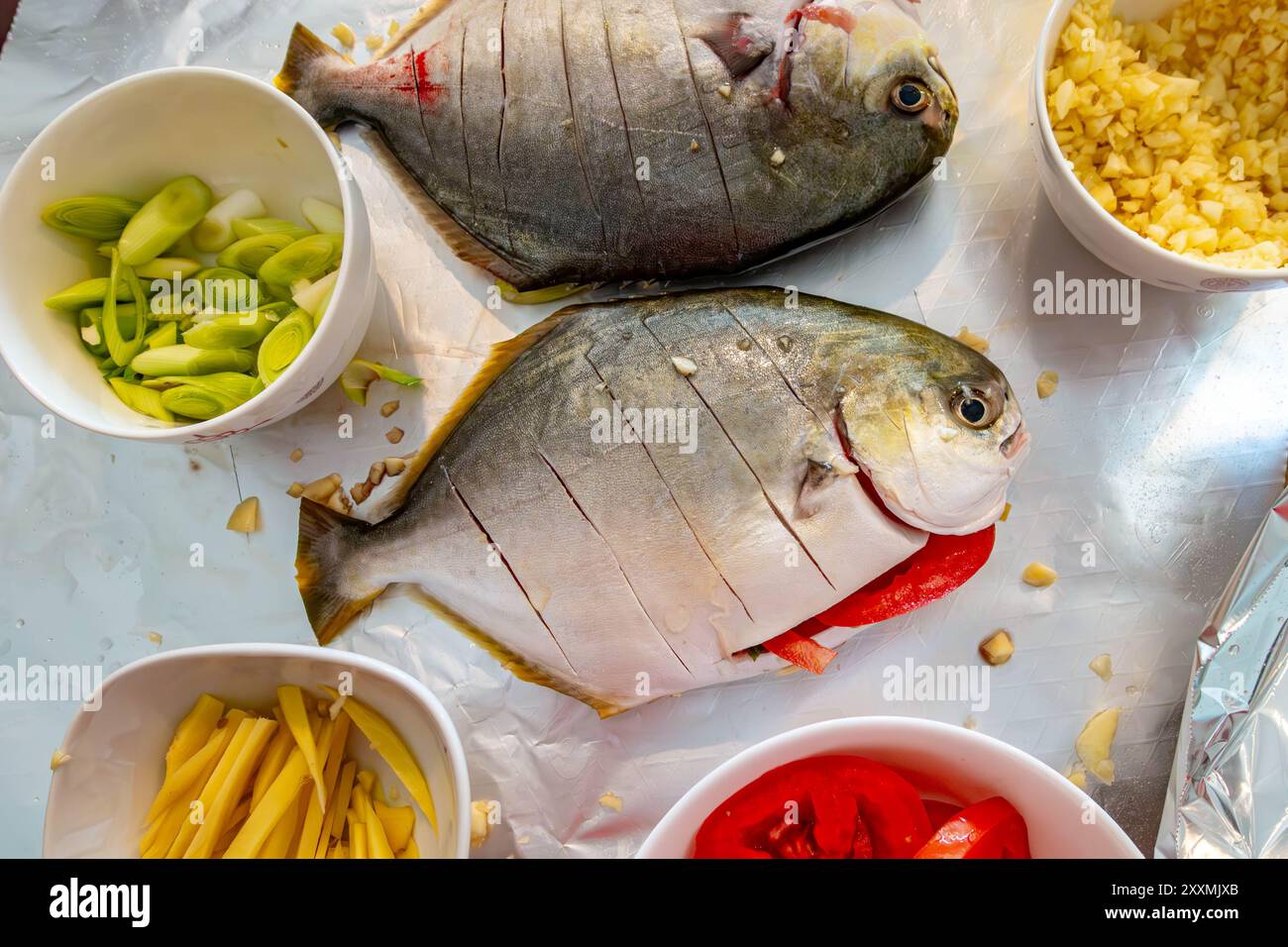 Raw ingredients preparation seafood hi-res stock photography and images ...