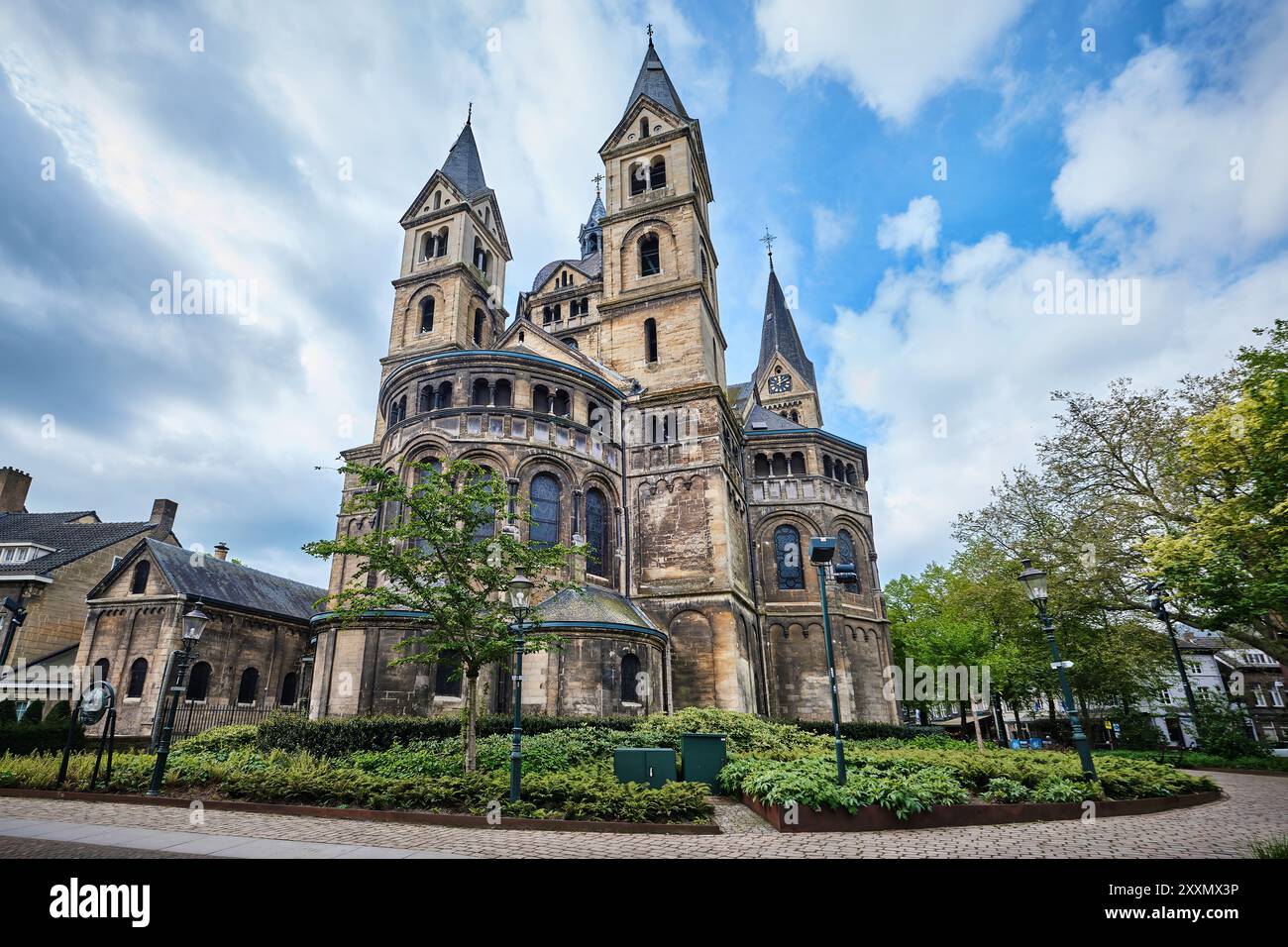 Roermond, Netherlands - April 13, 2024: Munsterkerk or Minster church. Late Romanesque architecture style Stock Photo