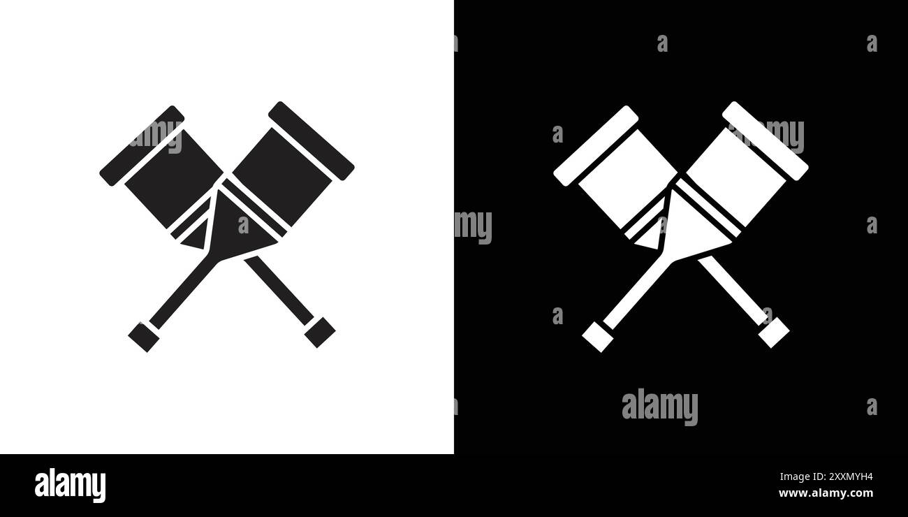 crutches icon vector logo set collection or bundle pack group Stock Vector