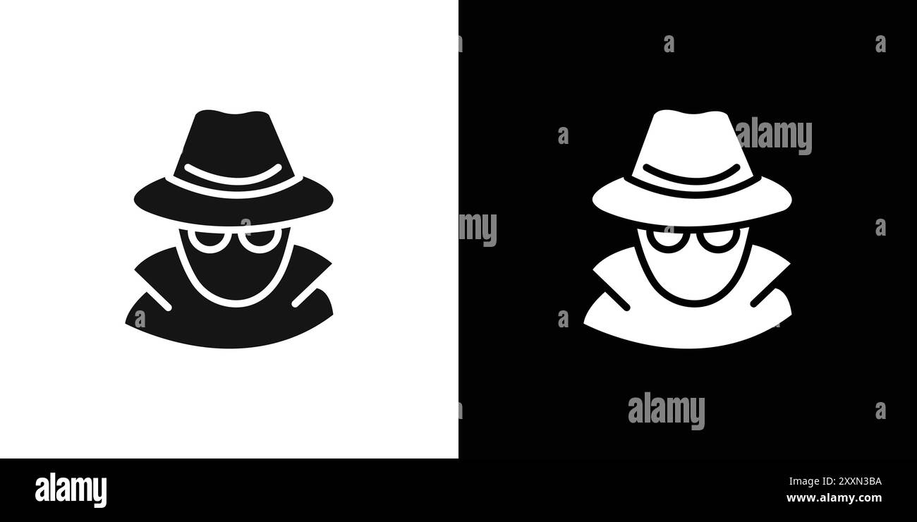 Secret agent icon vector logo set collection or bundle pack group Stock Vector