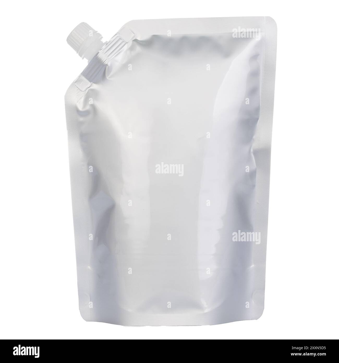 Silver Stand-Up Pouch with Spout Cap Stock Photo