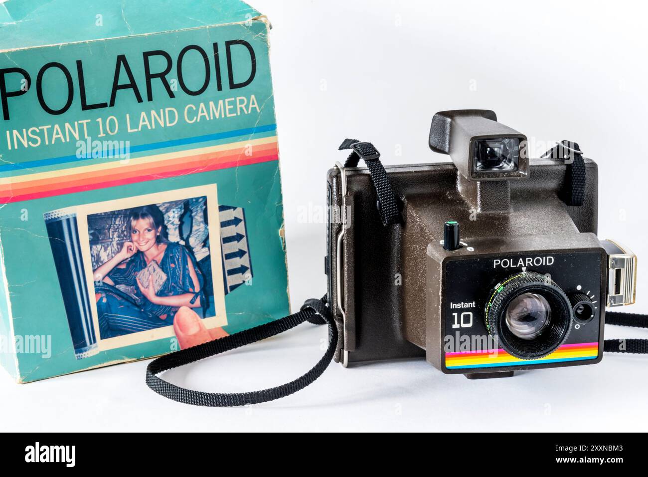 A Polaroid Instant 10 camera, launched in the UK in 1978.  With original packaging. Stock Photo