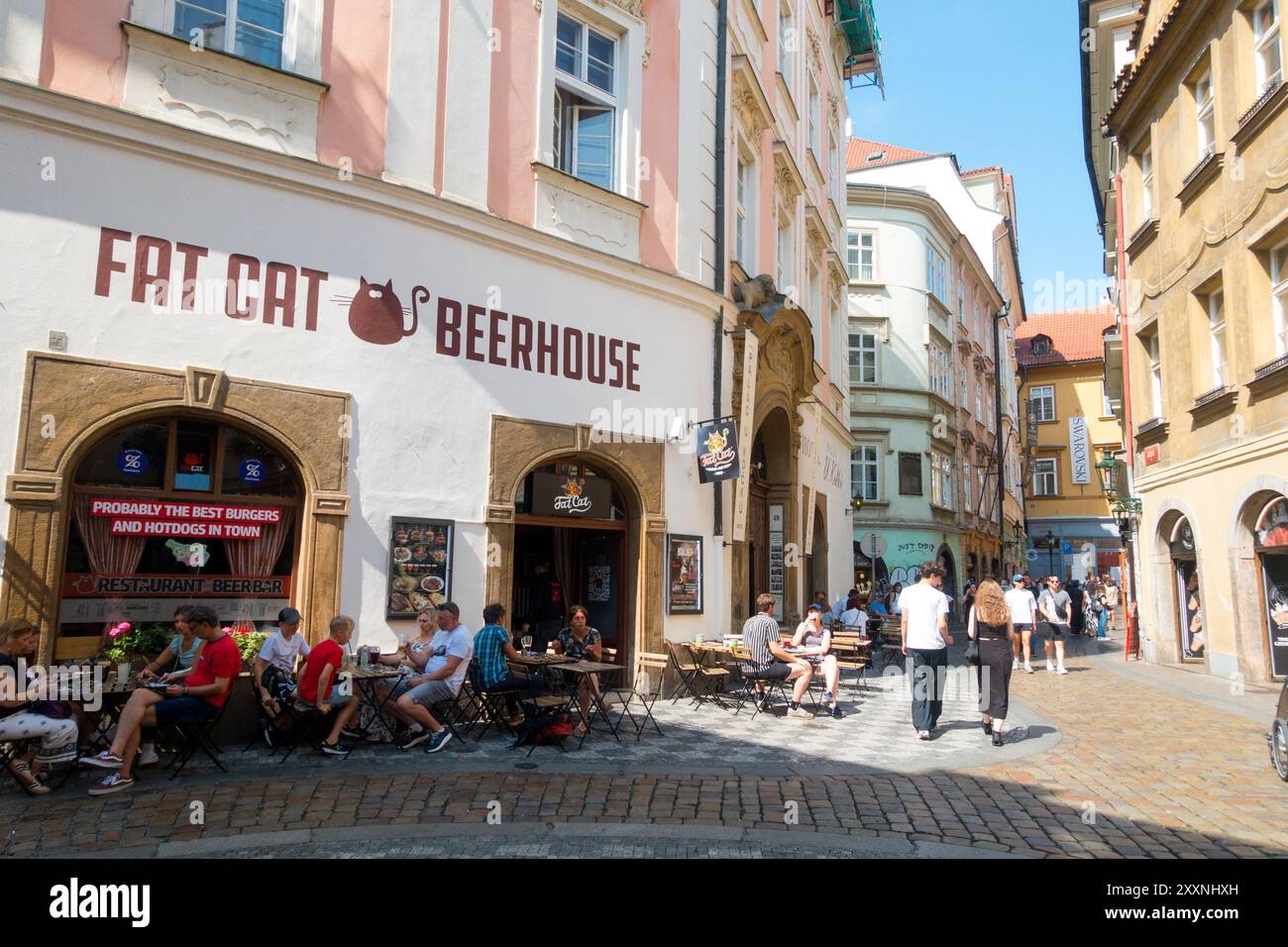 Fat Cat Bar Restaurant Beerhouse Old Town City District, Stare Mesto, Prague Czech Republic Stock Photo