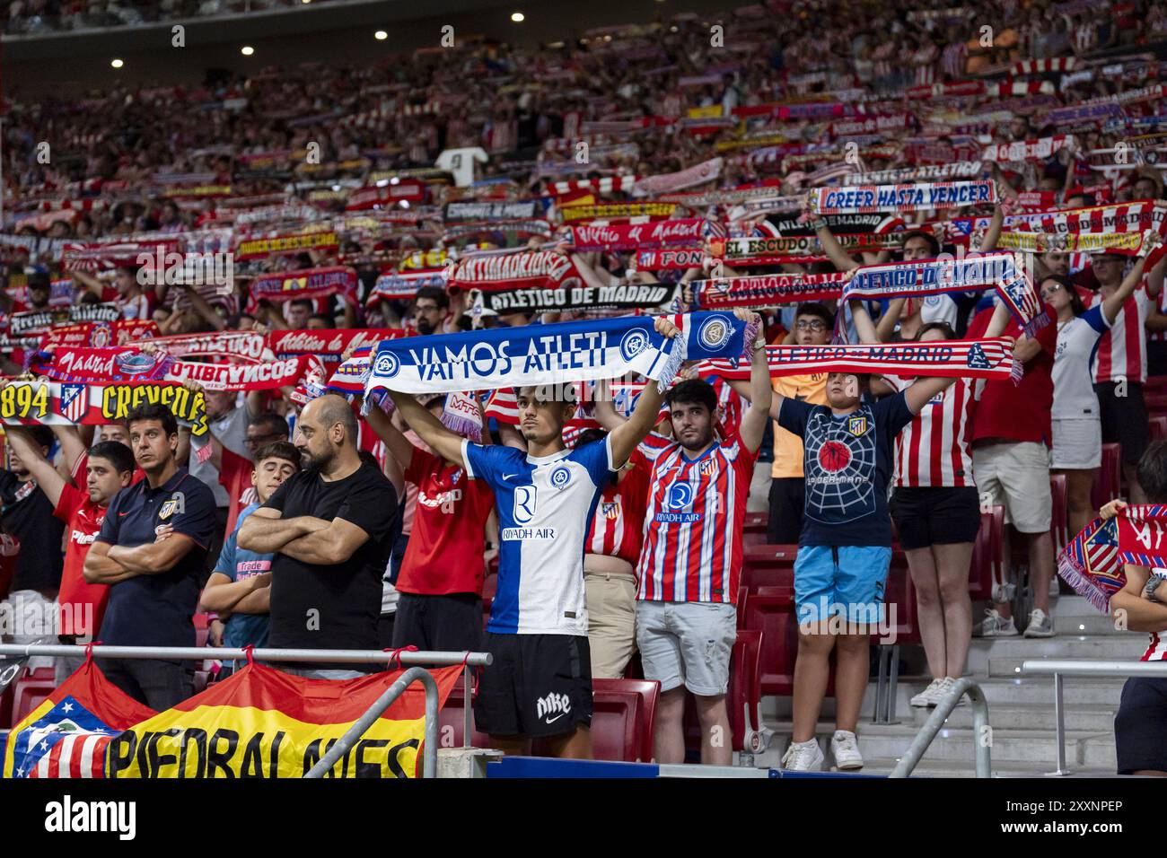 Atletico Madrid fans seen during the La Liga EA Sports 2024/25 football match between Atletico Madrid vs Girona FC at Estadio Civitas Metropolitano on August 25, 2024 in Madrid, Spain. Stock Photo