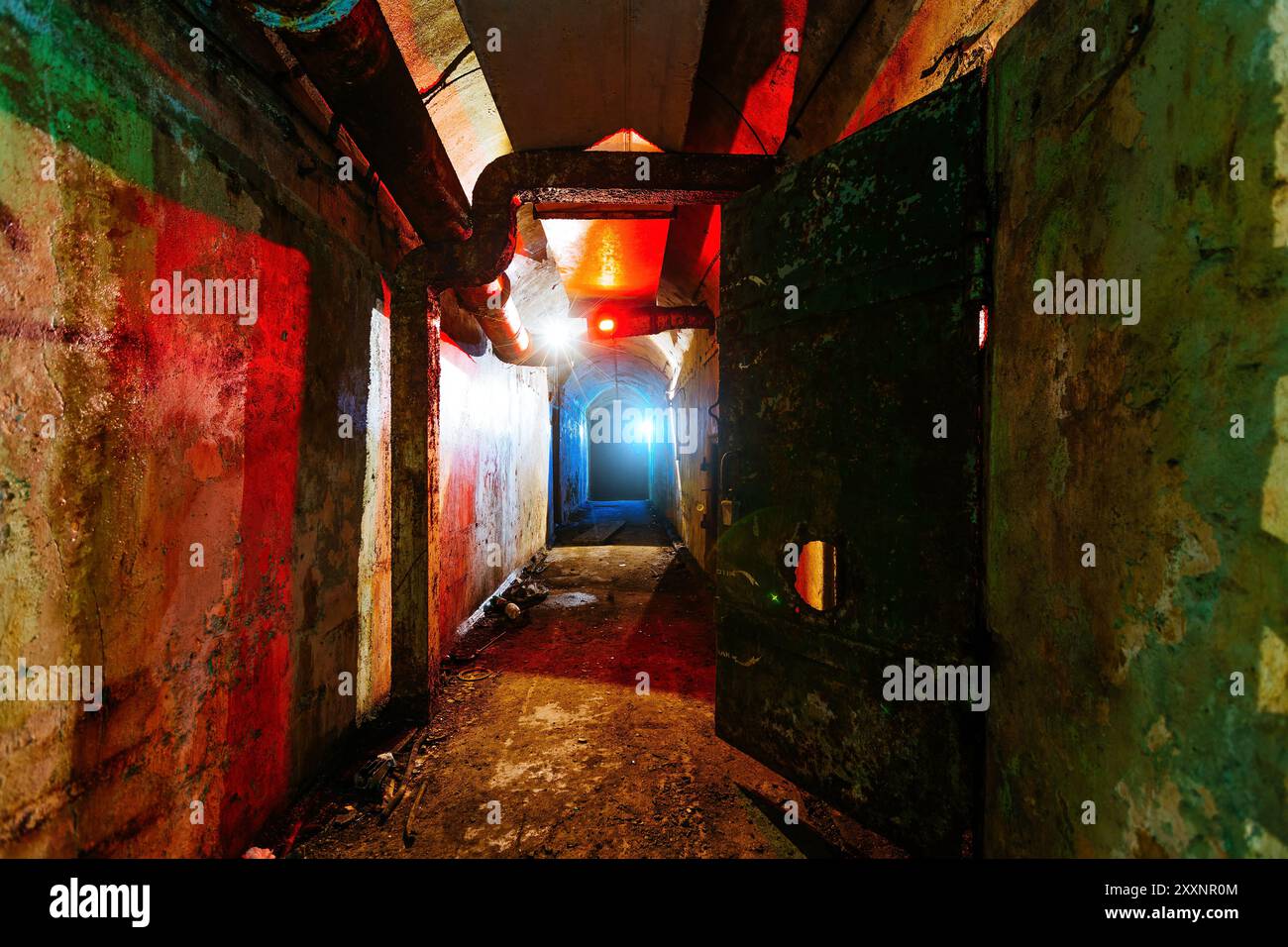 Old abandoned dirty Soviet bunker, echo of Cold War. Stock Photo