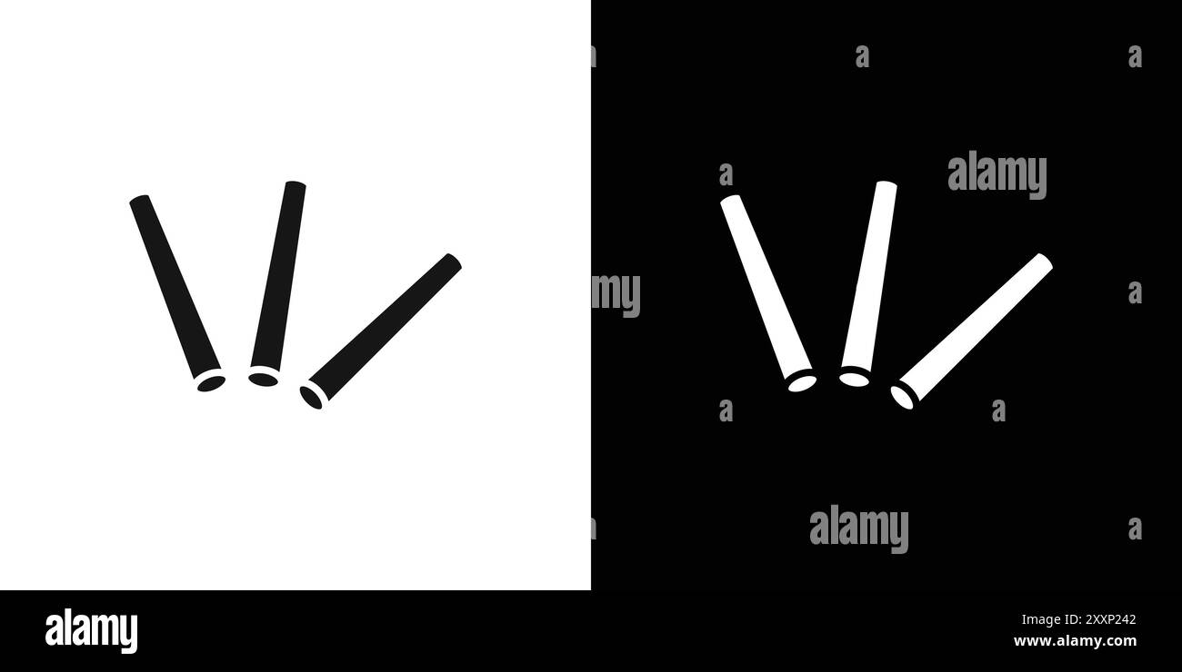 Chalk icon Black line art vector in black and white outline set ...