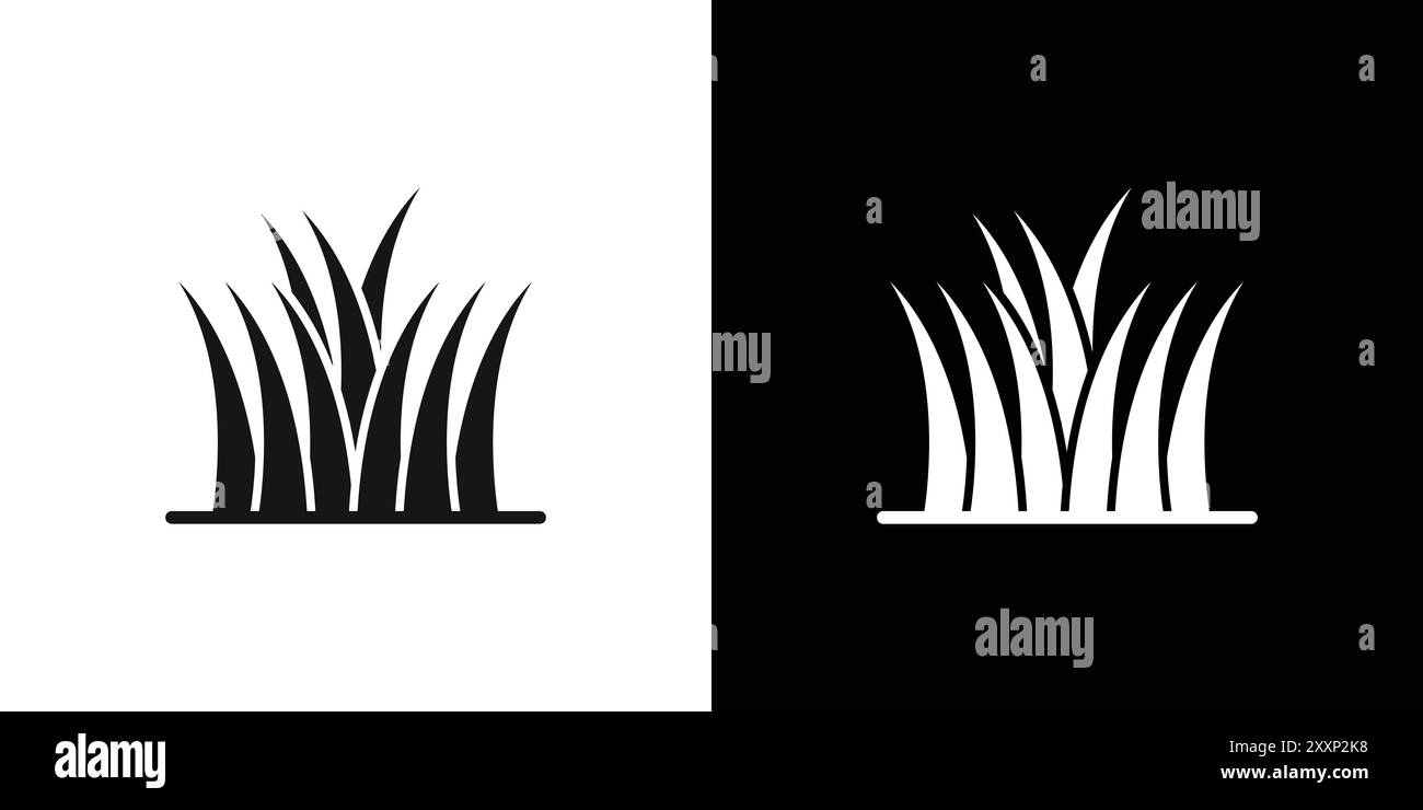 Grass icon Black line art vector in black and white outline set ...