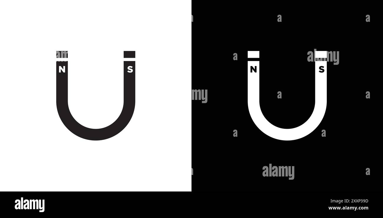 Magnet icon Black line art vector in black and white outline set ...