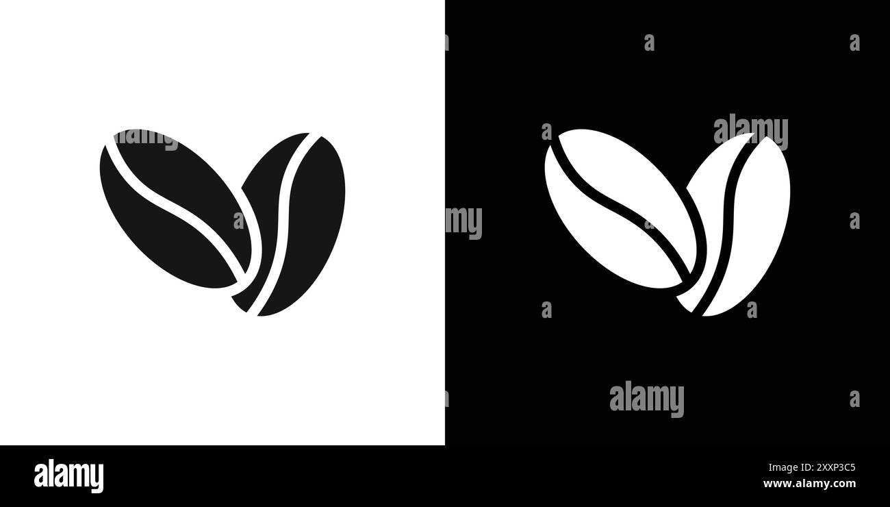 Coffee beans icon Black line art vector in black and white outline set ...