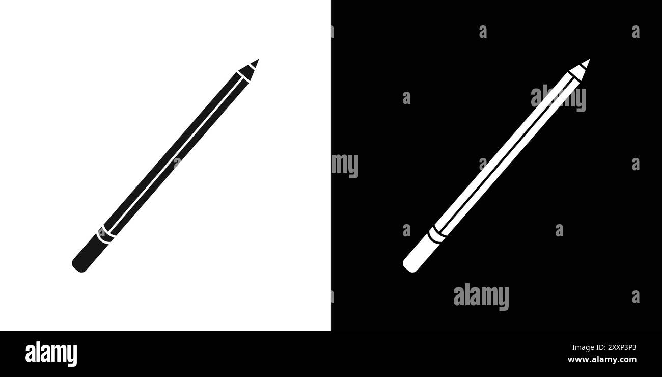 Pencil icon Black line art vector in black and white outline set ...