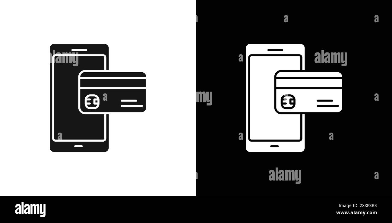 Payment method icon Black line art vector in black and white outline set collection sign Stock Vector