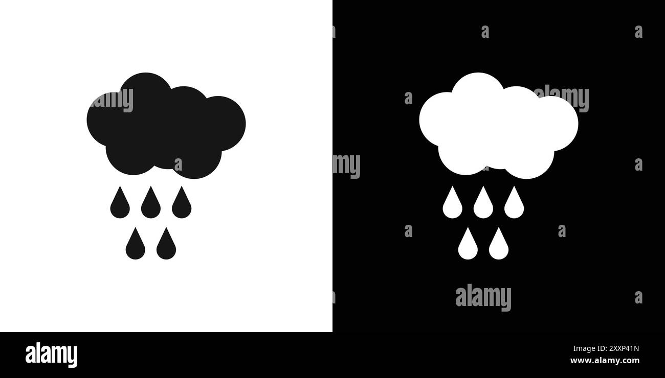 Rain icon Black line art vector in black and white outline set ...