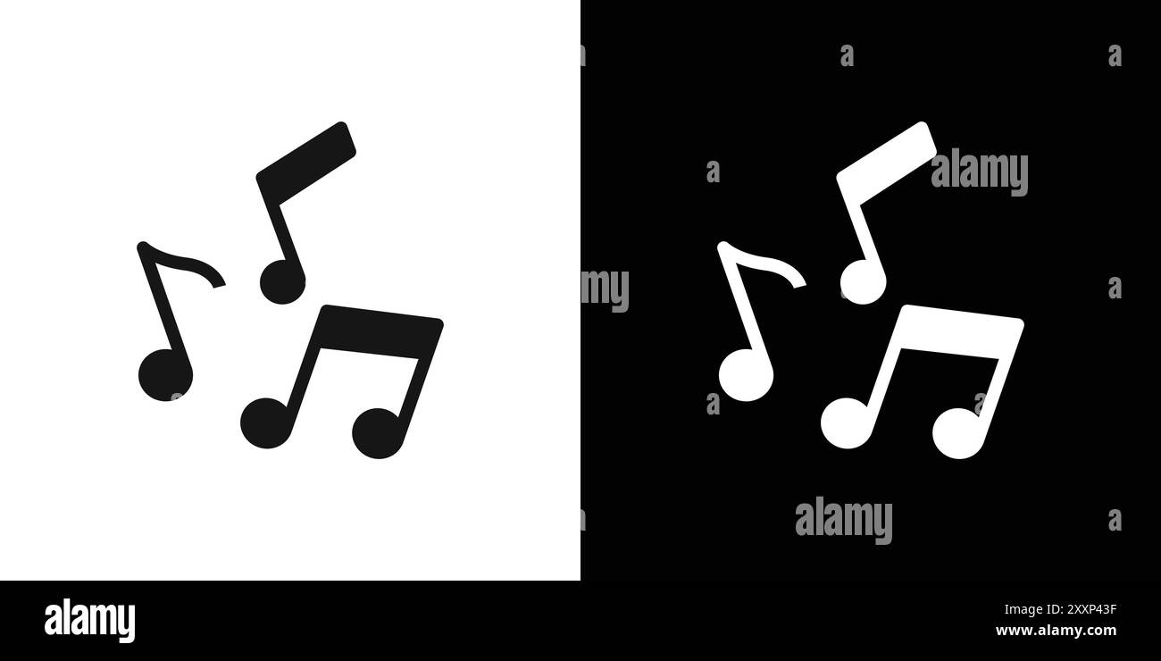 music note icon Black line art vector in black and white outline set ...