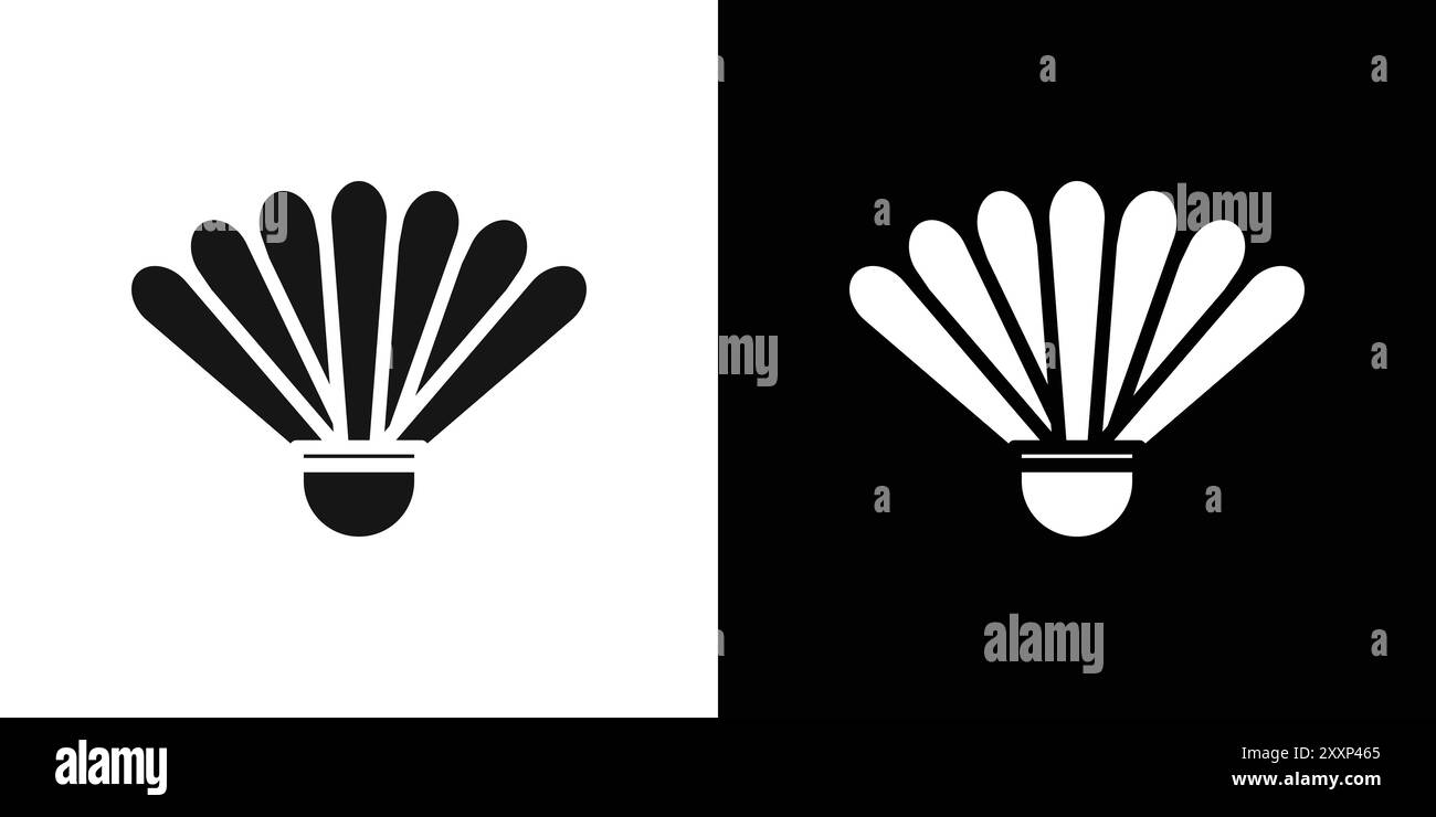 Shuttlecock Icon Black line art vector in black and white outline set ...
