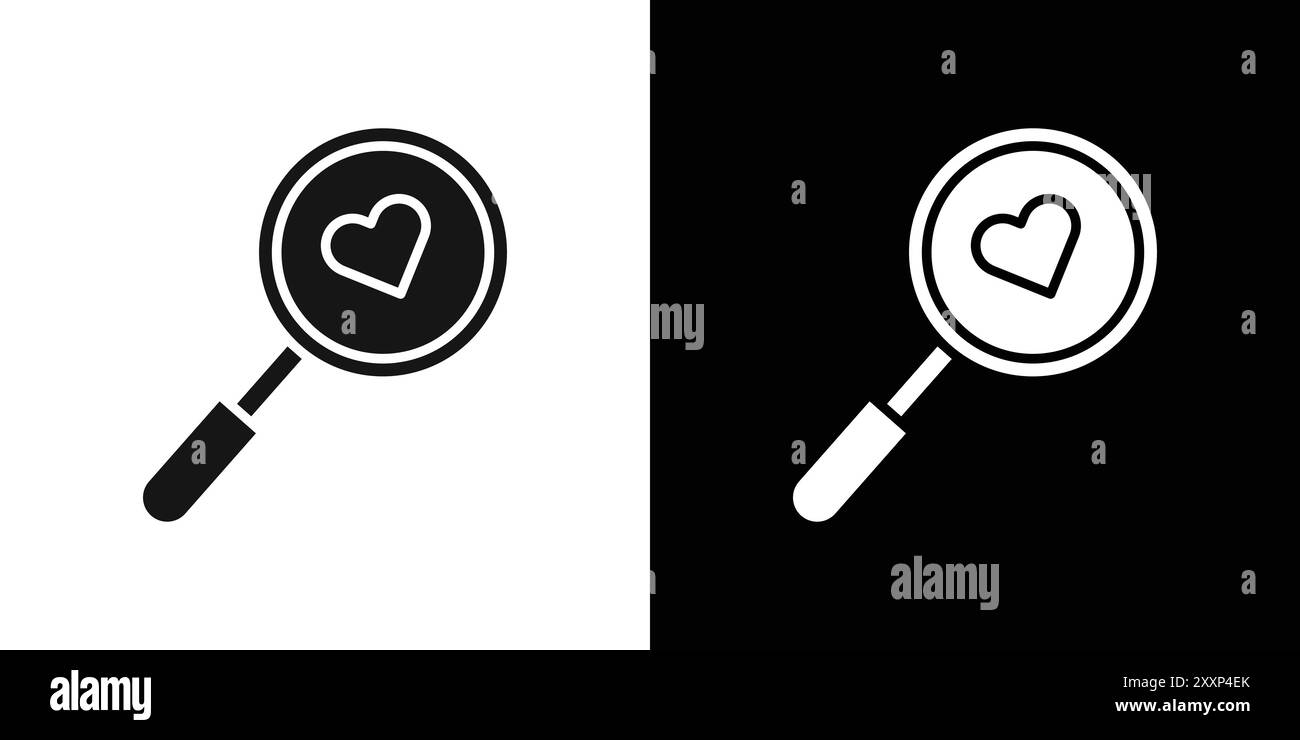 Find Love icon Black line art vector in black and white outline set ...