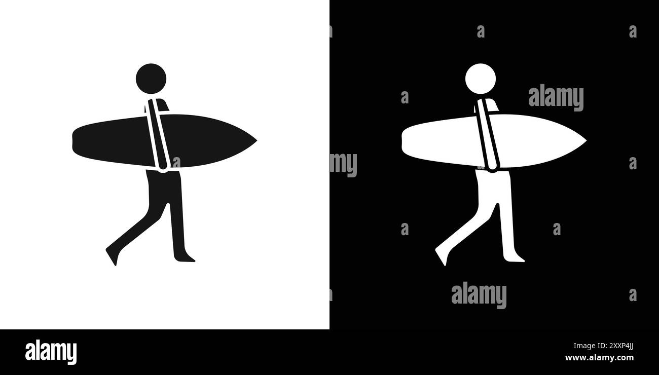 surfing icon Black line art vector in black and white outline set ...