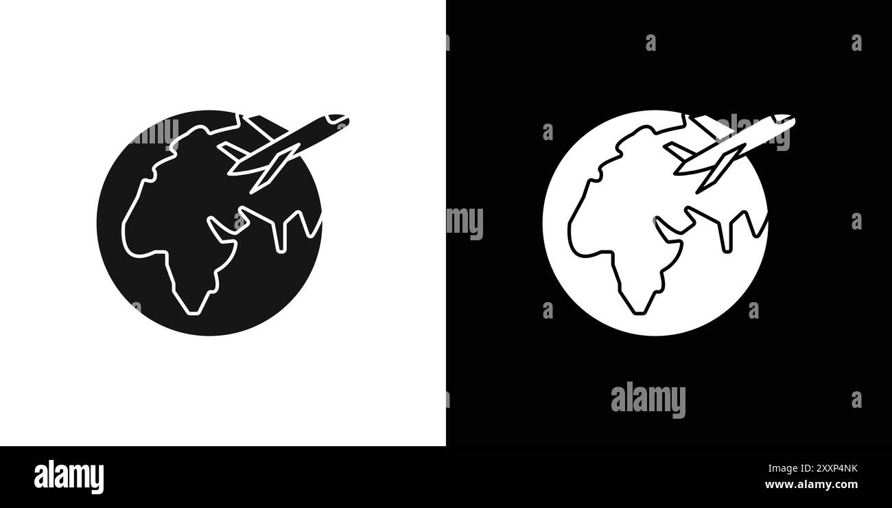 voyage icon Black line art vector in black and white outline set ...