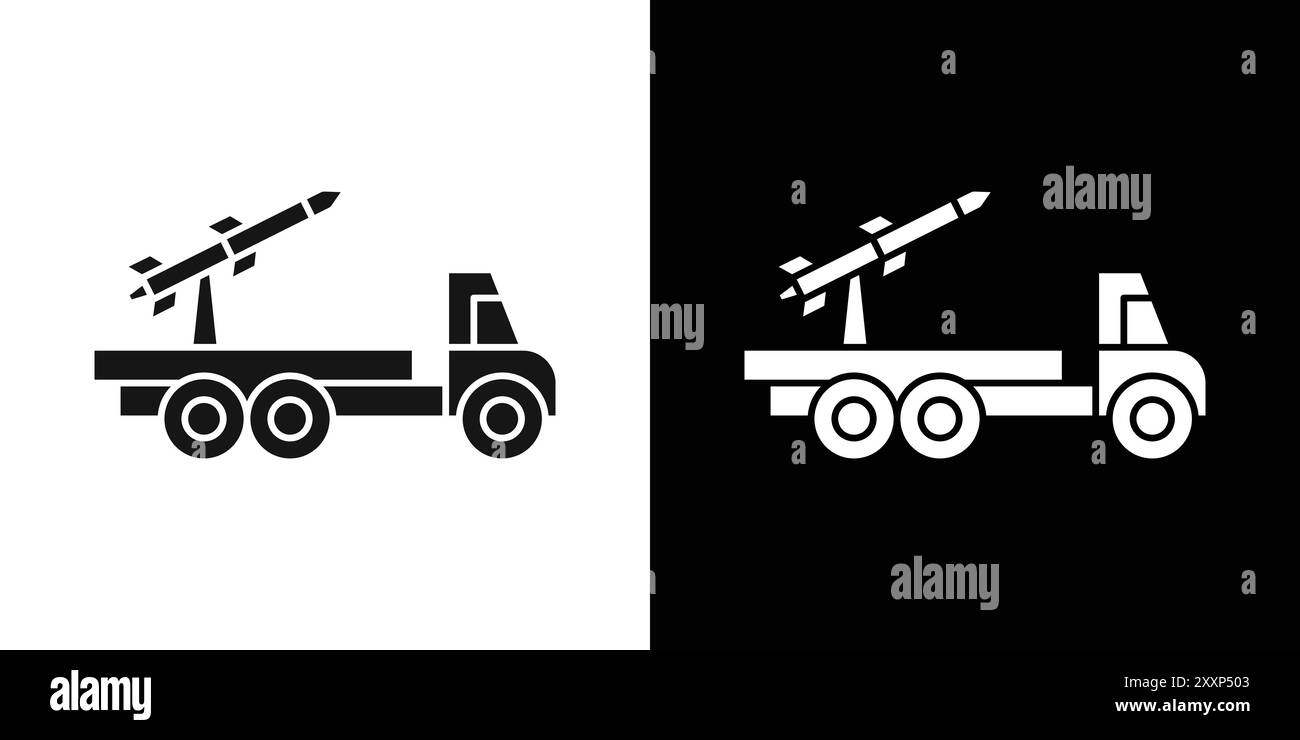Missile Launcher icon Black line art vector in black and white outline ...