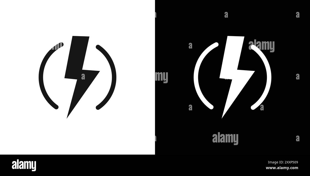 lightning bolt icon Black line art vector in black and white outline ...