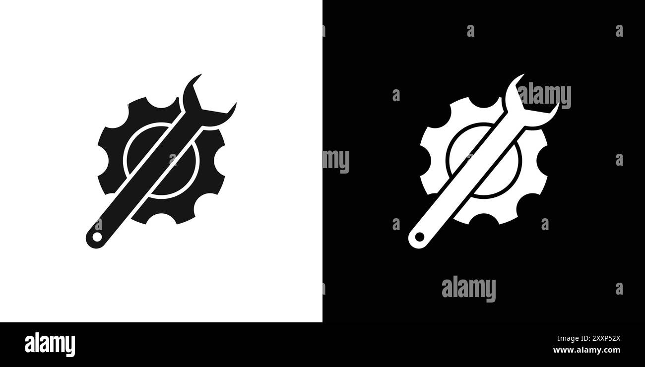 mechanic settings icon Black line art vector in black and white outline ...