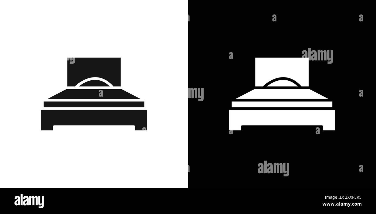 Single bed icon Black line art vector in black and white outline set ...