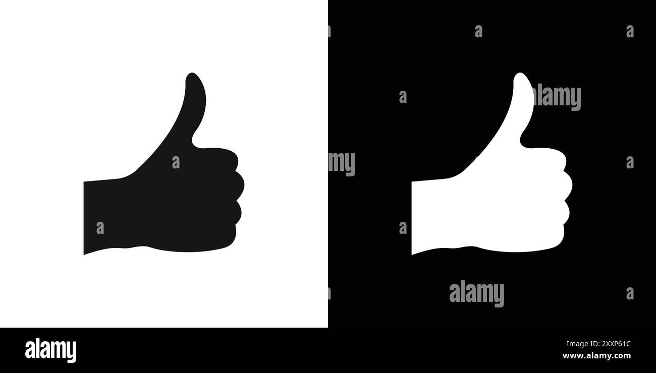 Thumbs Up icon Black line art vector in black and white outline set ...