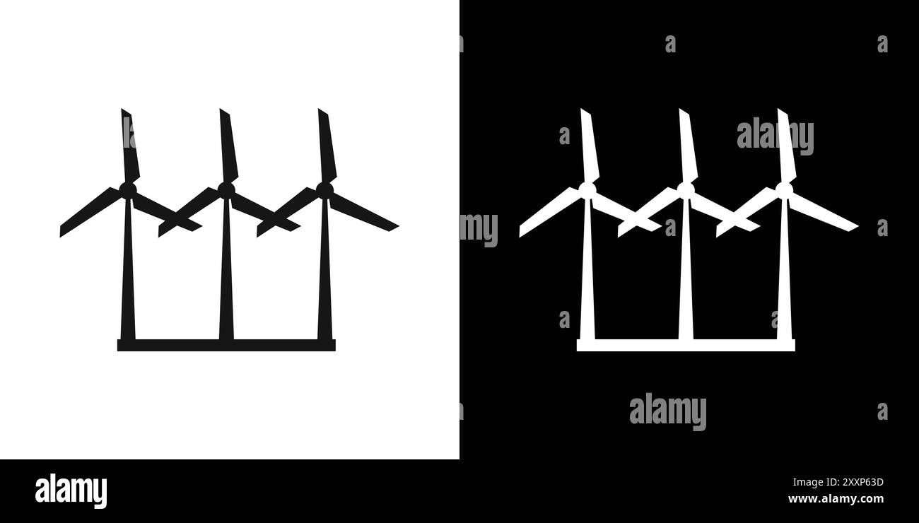 Wind power plant icon Black line art vector in black and white outline ...