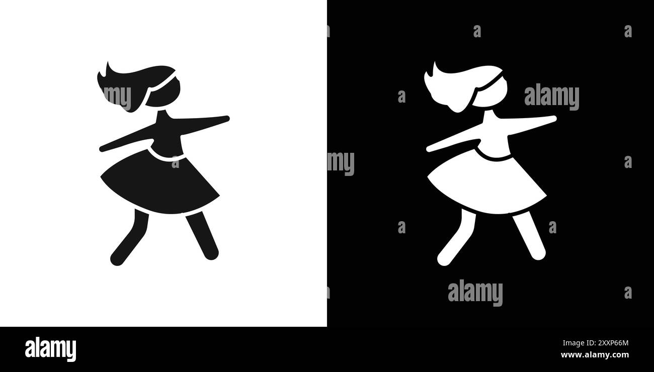 woman dancing icon Black line art vector in black and white outline set ...