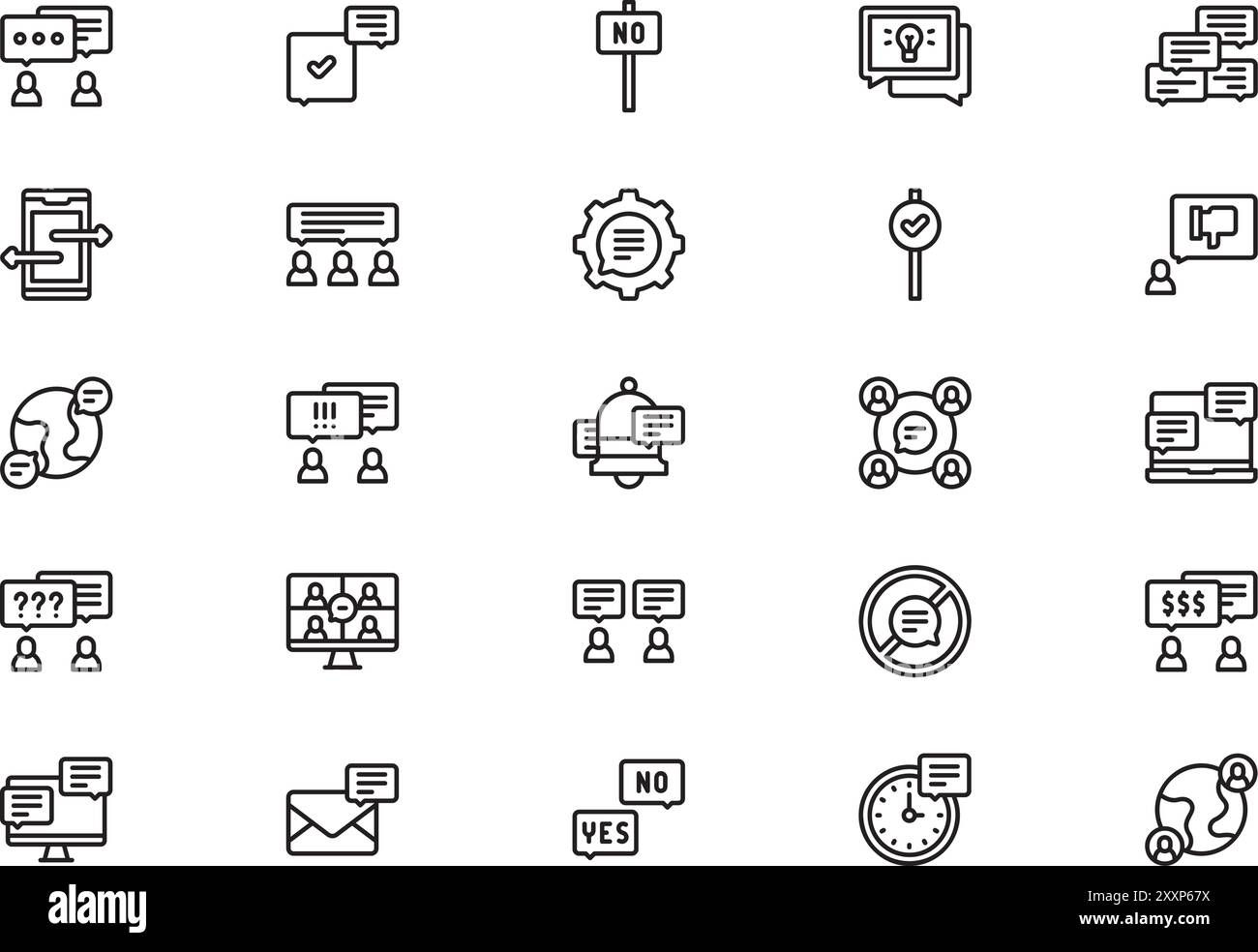 Discussion icons collection is a vector illustration with editable stroke. Stock Vector