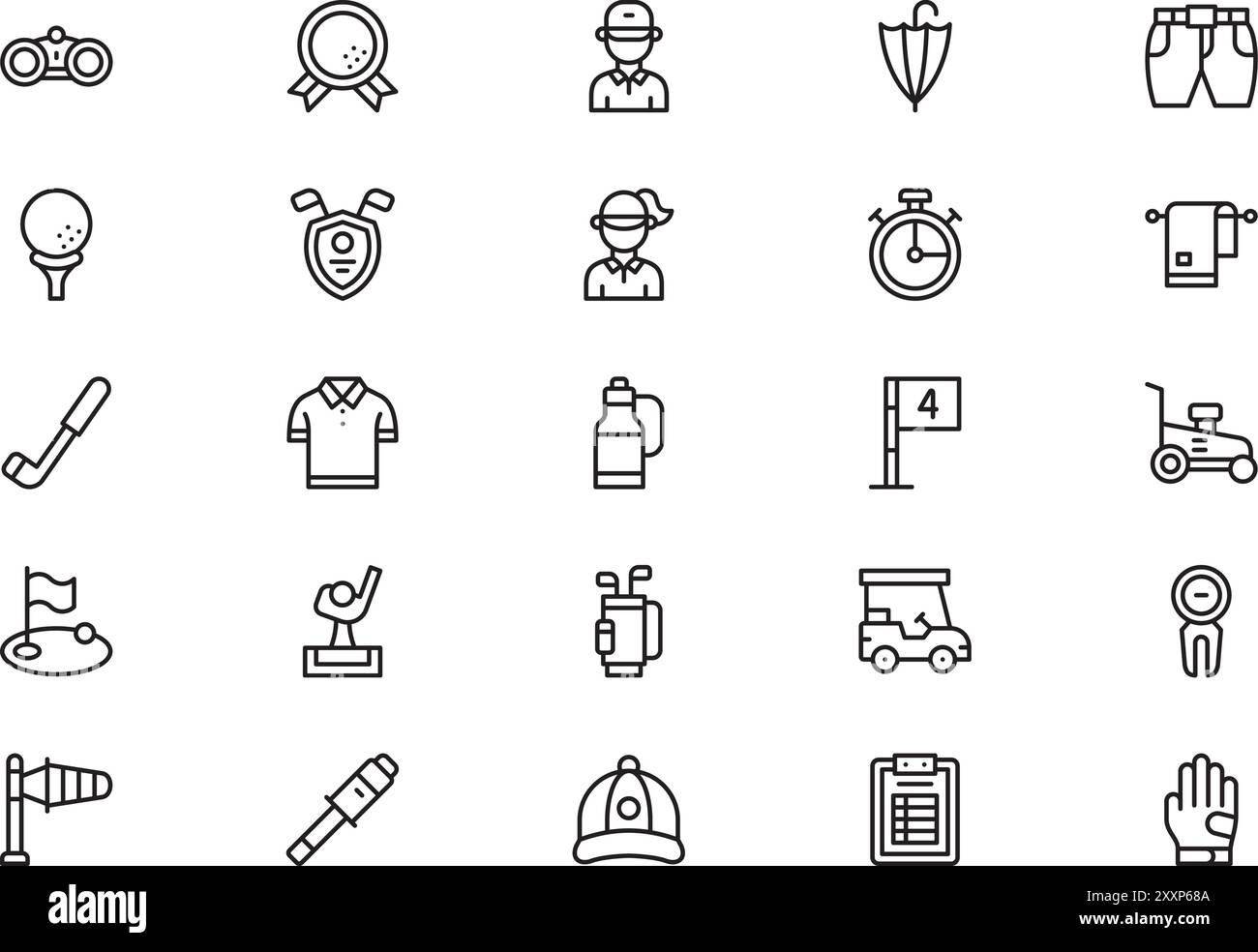 Golf icons collection is a vector illustration with editable stroke ...