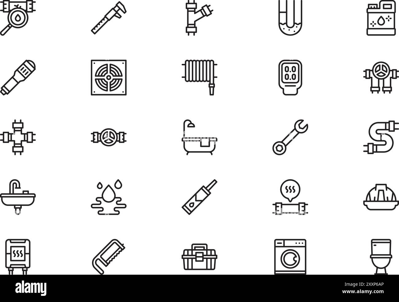 Plumber icons collection is a vector illustration with editable stroke. Stock Vector
