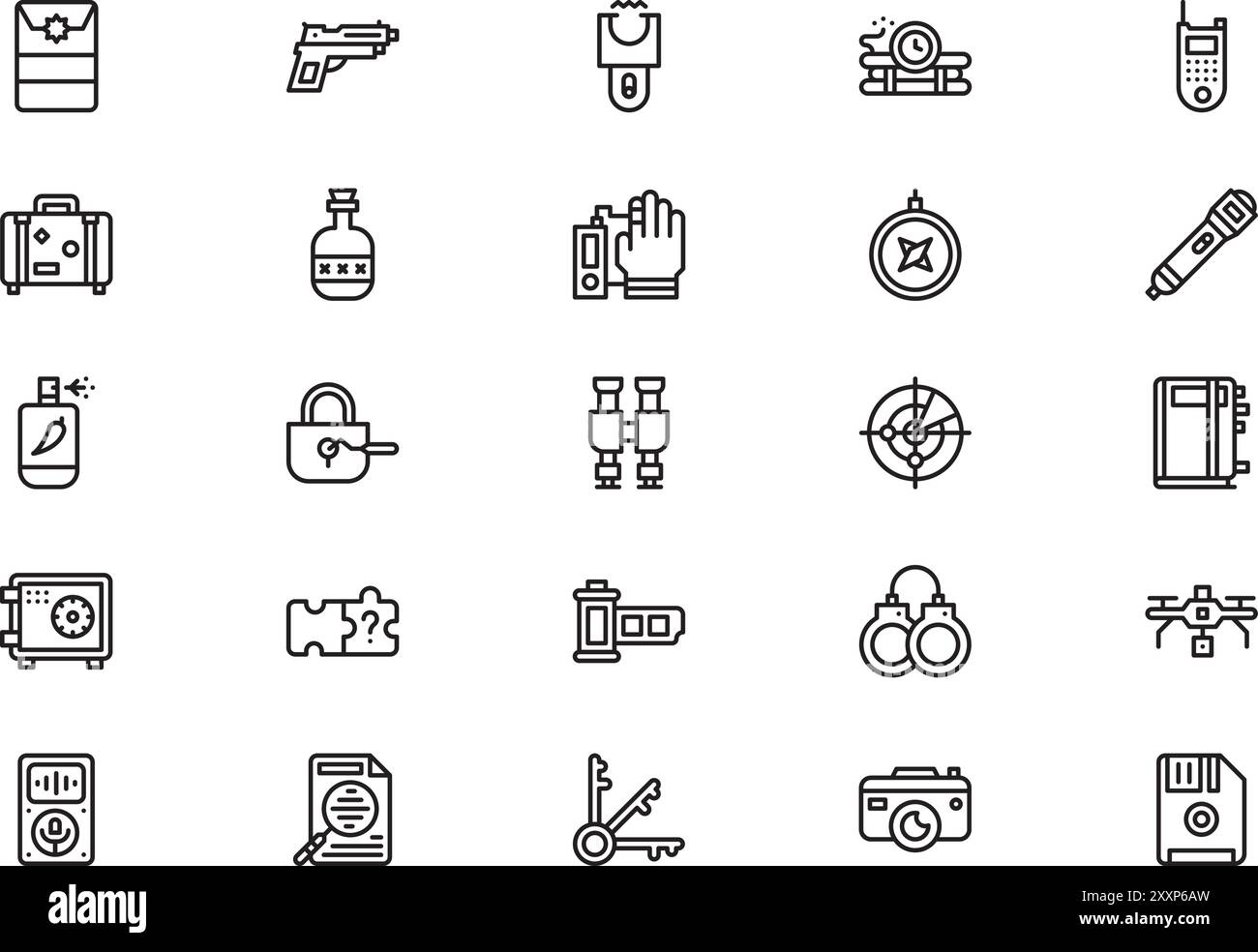 Private detective icons collection is a vector illustration with ...